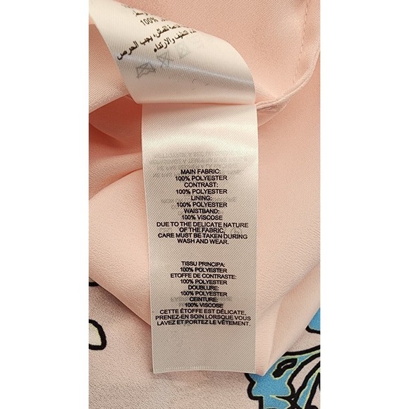 $405 Self Portrait Asymmetric Pink Floral Print Midi A Line Dress Size 10 NWT - Picture 14 of 16